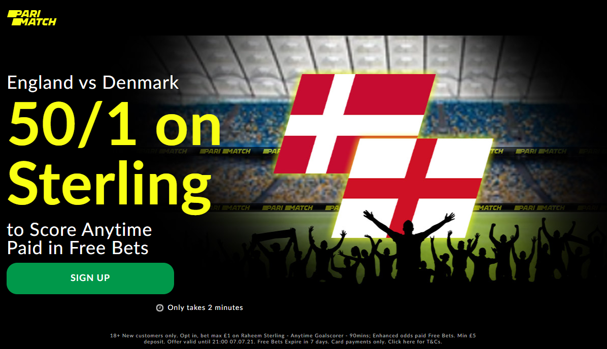 Raheem Sterling England vs Denmark Price Boost | Get 50/1 Raheem